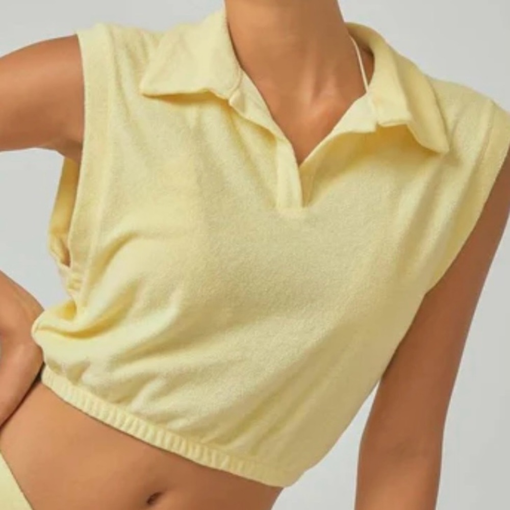 Blackbough Light Yellow Crop Polo Top